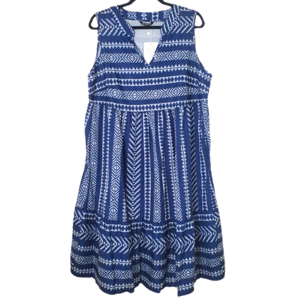 BloomChic Blue and White Printed Midi Dress